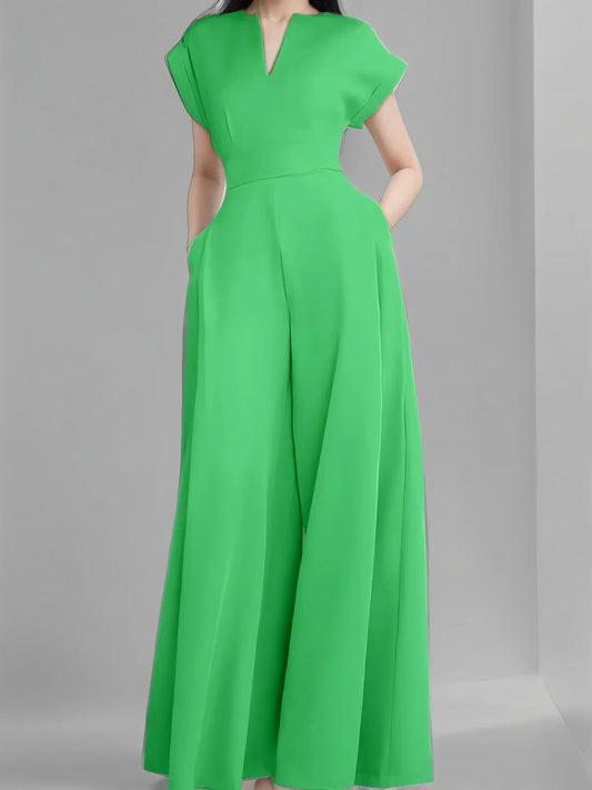 Women Party Elegant Jumpsuits Summer Spring Wide Leg Rompers Solid Color Wide Leg Playsuits Holiday Chic Sleeveless Overall