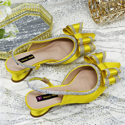 New Arrival Elegant African Party High-heeled Shoes Chain Decoration Trendy Women's Sandals Nigerian Women Wedding Pumps