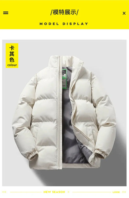 New Printed Winter Thick Sports Men's and Women's Trendy Stand Up Collar Long Sleeved Warm and Comfortable Casual Cotton Jacket