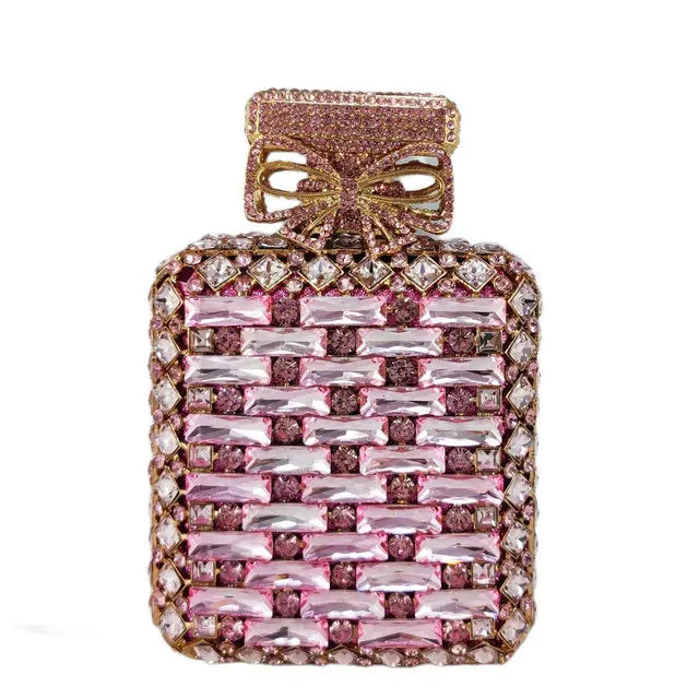 Novelty Perfume Bottle Shape Women Crystal Clutch Evening Handbags Party Wedding Rhinestone Handbags and Purses