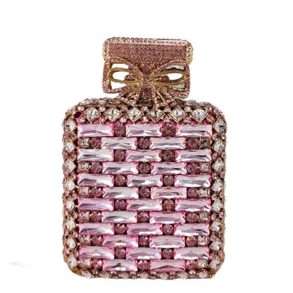 Novelty Perfume Bottle Shape Women Crystal Clutch Evening Handbags Party Wedding Rhinestone Handbags and Purses