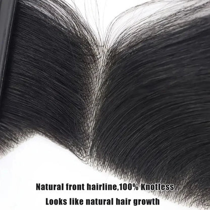Premium Men Hair Toupee 100% Human Hair Natural Black Straight Invisible Seamless Frontal For All Light Beige Types Ethnicities