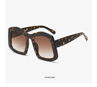 Retro Big Square Gradient Orange Sunglasses For Women New Fashion Luxury Designer Unique Oversized Ladies Sun Glasses Shades