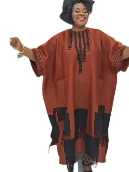 Plus Size African Dresses for Women Spring 2025 Fashion African Half Sleeve Polyester O-neck Long Dress Dashiki African Clothes