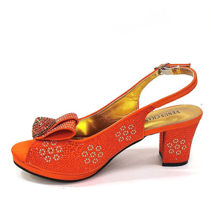 Venus Chan 2024 Italian Design Girly Style Golden Color Wedding Shoes And Bag Full Diamond Decoration Metal Closure Bags