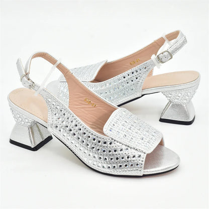 New Fashion Italian Shoe and Bags Matching Set Decorated with Rhinestone Luxury Designer Women Party Pumps Elegant Bridal Shoes