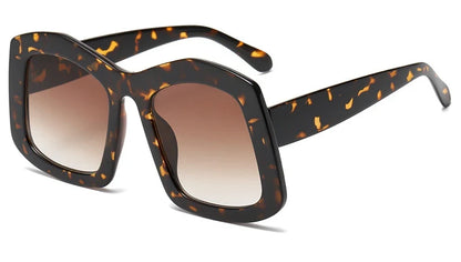 Retro Big Square Gradient Orange Sunglasses For Women New Fashion Luxury Designer Unique Oversized Ladies Sun Glasses Shades