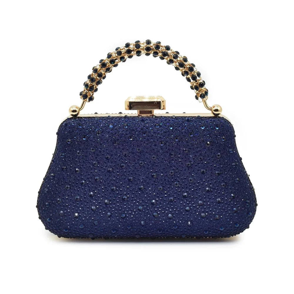 New Arrival Party Shoe and Bag Set for Women Italy Full Diamonds High Heels Luxury Woman Pumps Matching Italian Shoe and Bag Set