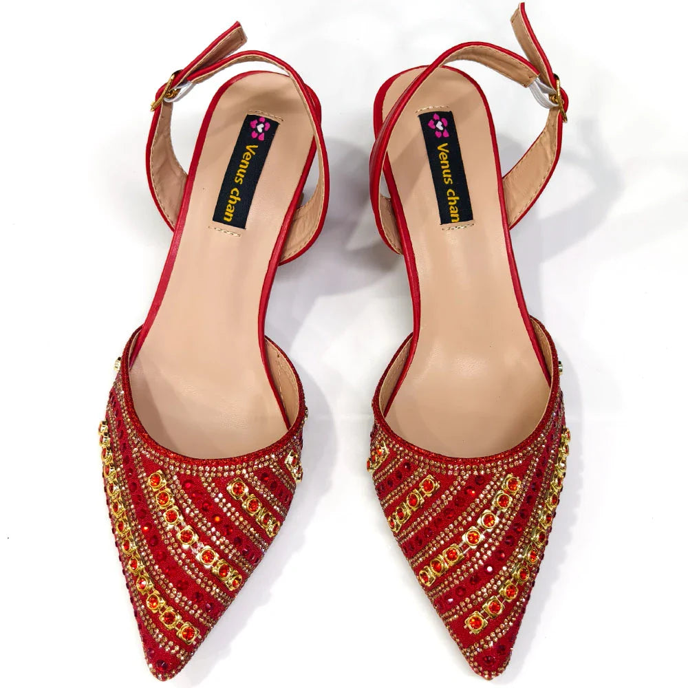 Venus Chan2025 Elegant Multicolor Color Women's  Heels and Rhinestone Handbag Set - Italian Design for Weddings and Parties