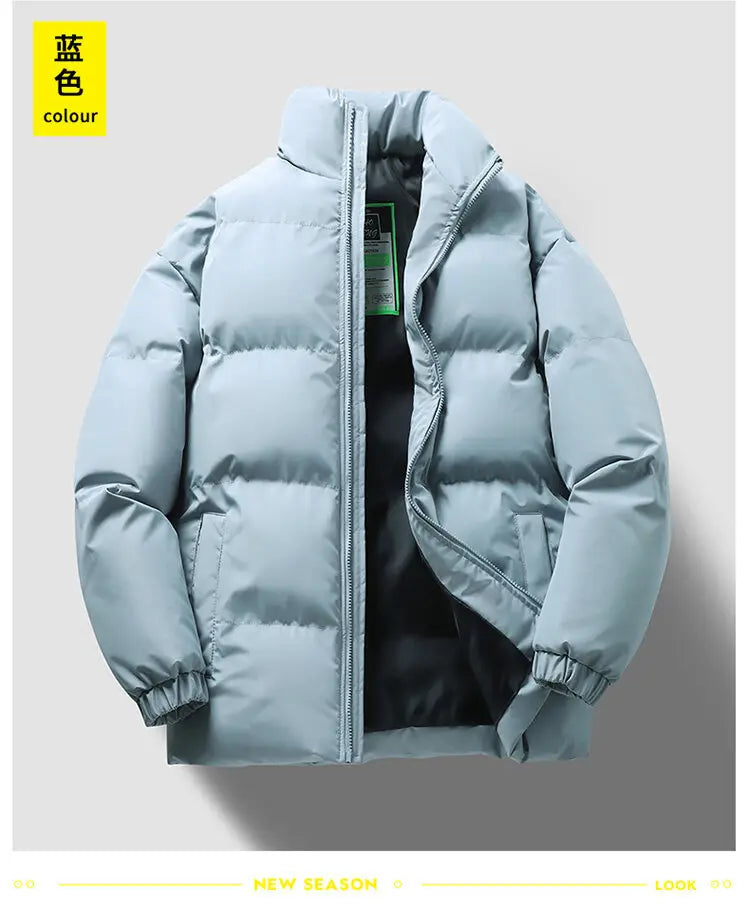 New Printed Winter Thick Sports Men's and Women's Trendy Stand Up Collar Long Sleeved Warm and Comfortable Casual Cotton Jacket