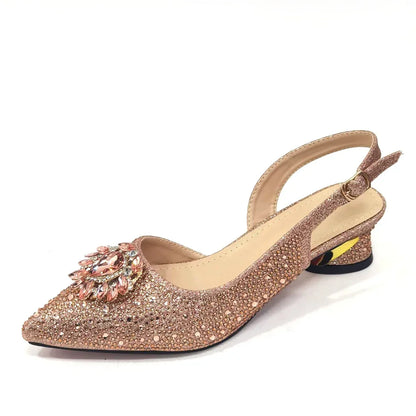 New Arrival Fashion Shoes Matching Bag Set Royal Blue Color Decorated with Crystal Ladies Wedding Party Women High Heel