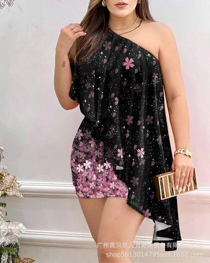 Womens Dresses Fashion New Red One Shoulder Dress for Women