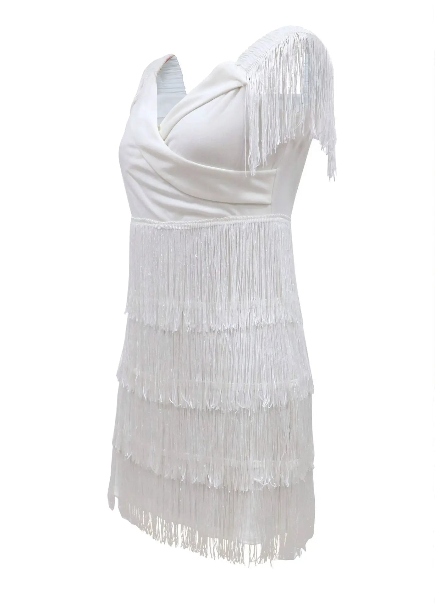 Summer Sexy One Line Shoulder Fringe Sheath Hip Women Dress Fashion Slim Fit Off The Shoulder White Nightclub Female Mini Dress