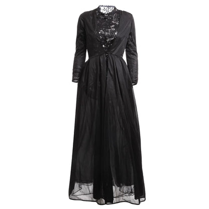 Women Sexy Dress Two Piece Sets Lace Hollow Out Spliced Long Dresses Full Sleeve Tight Waist Gown Evening Vestidos Party Prom