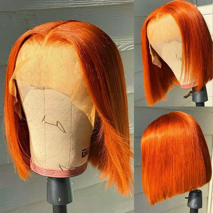 Short Bob Bone Straight 13X4 Lace Frontal Wigs 200 Density Brazilian Remy Preplucked Bob Lace Front Wig Human Hair For Women
