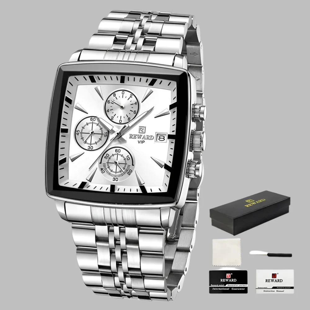 REWARD VIP Mens Watches Waterproof Luminous Sport Watches for Man Stainless Steel Wristwatch Chronograph Date Stopwatch