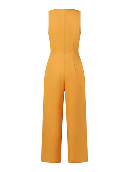 ZANZEA Casual 2023 Summer Playsuit Wide Leg Pant Women Long Rompers Sleeveless Waisted Overalls Office Lady Elegant Jumpsuits