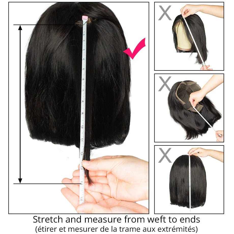 Short Bob Bone Straight 13X4 Lace Frontal Wigs 200 Density Brazilian Remy Preplucked Bob Lace Front Wig Human Hair For Women
