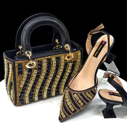 Venus Chan2025 Elegant Multicolor Color Women's  Heels and Rhinestone Handbag Set - Italian Design for Weddings and Parties