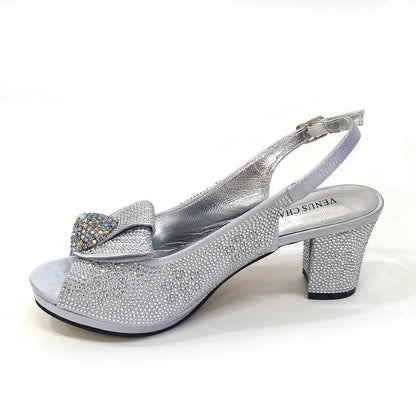 Venus Chan 2024 Italian Design Girly Style Golden Color Wedding Shoes And Bag Full Diamond Decoration Metal Closure Bags