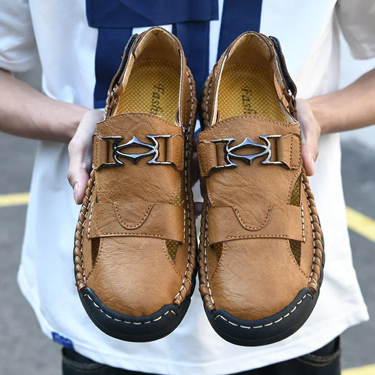New summer men's sandals, microfiber upper, outdoor beach men's shoes, non-slip, wear-resistant, soft and comfortable