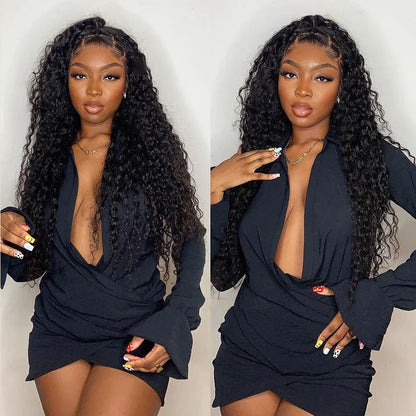 Water Wave Glueless Wig Human Hair Ready To Wear Pre Cut 4x4 Lace Closure Wig Pre Plucked Brazilian Curly Remy Human Hair Wig