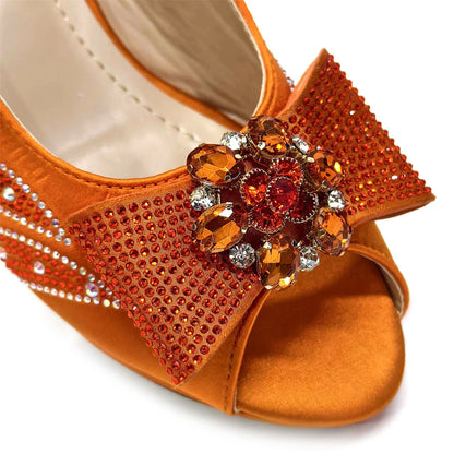 Venus Chan-Italian Shoes and Bags Matching Set for Women Bow Rhinestones Peep Toe High Heels Purple Color Nigerian Party 2024