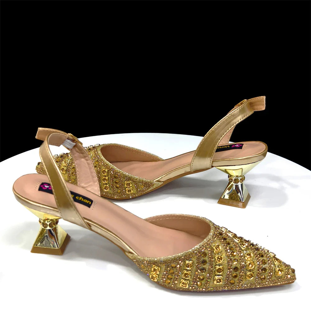 Venus Chan2025 Elegant Multicolor Color Women's  Heels and Rhinestone Handbag Set - Italian Design for Weddings and Parties