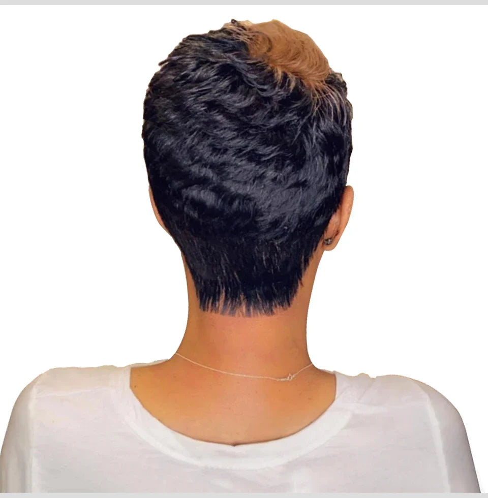 Short Bob Wig Human Hair Wigs Pixie Cut Wig For Black Women Brazilian Remy Hair Ombre Blonde Full Machine Made Wigs Wigh Bangs