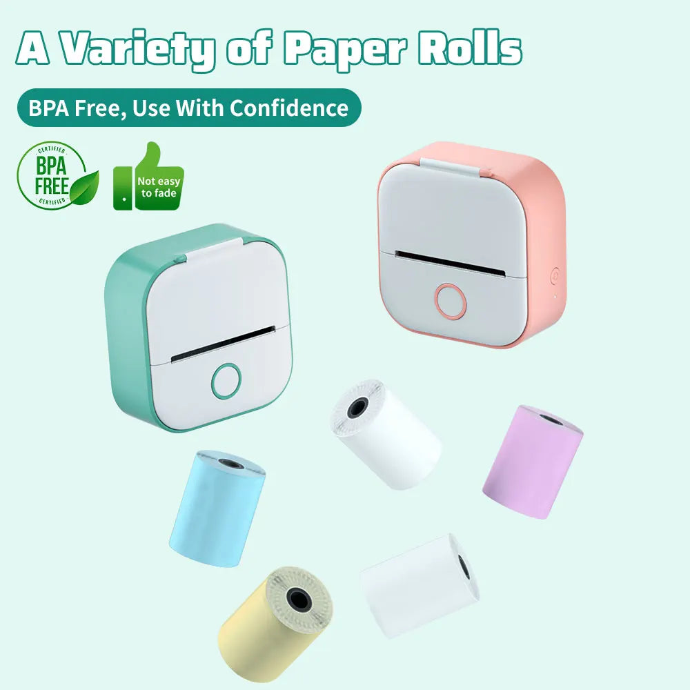 Phomemo T02 Portable Mini Thermal Printer Wirelessly BT 203dpi Photo Label Memo List Printing With USB Cable Imprimante Portable
