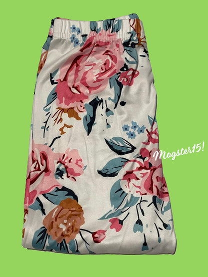 White Garden patterned full length stretch leggings