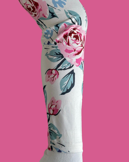 White Garden patterned full length stretch leggings