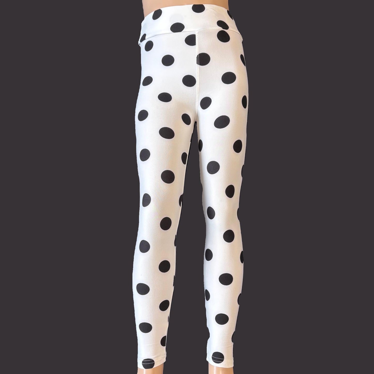 White polka dot design full length leggings