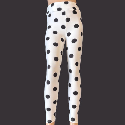 White polka dot design full length leggings