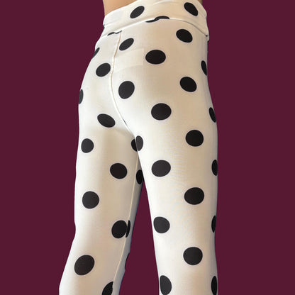 White polka dot design full length leggings