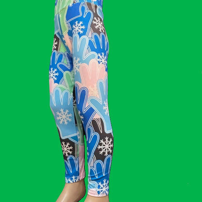 Winter Mittens patterned full length stretch leggings