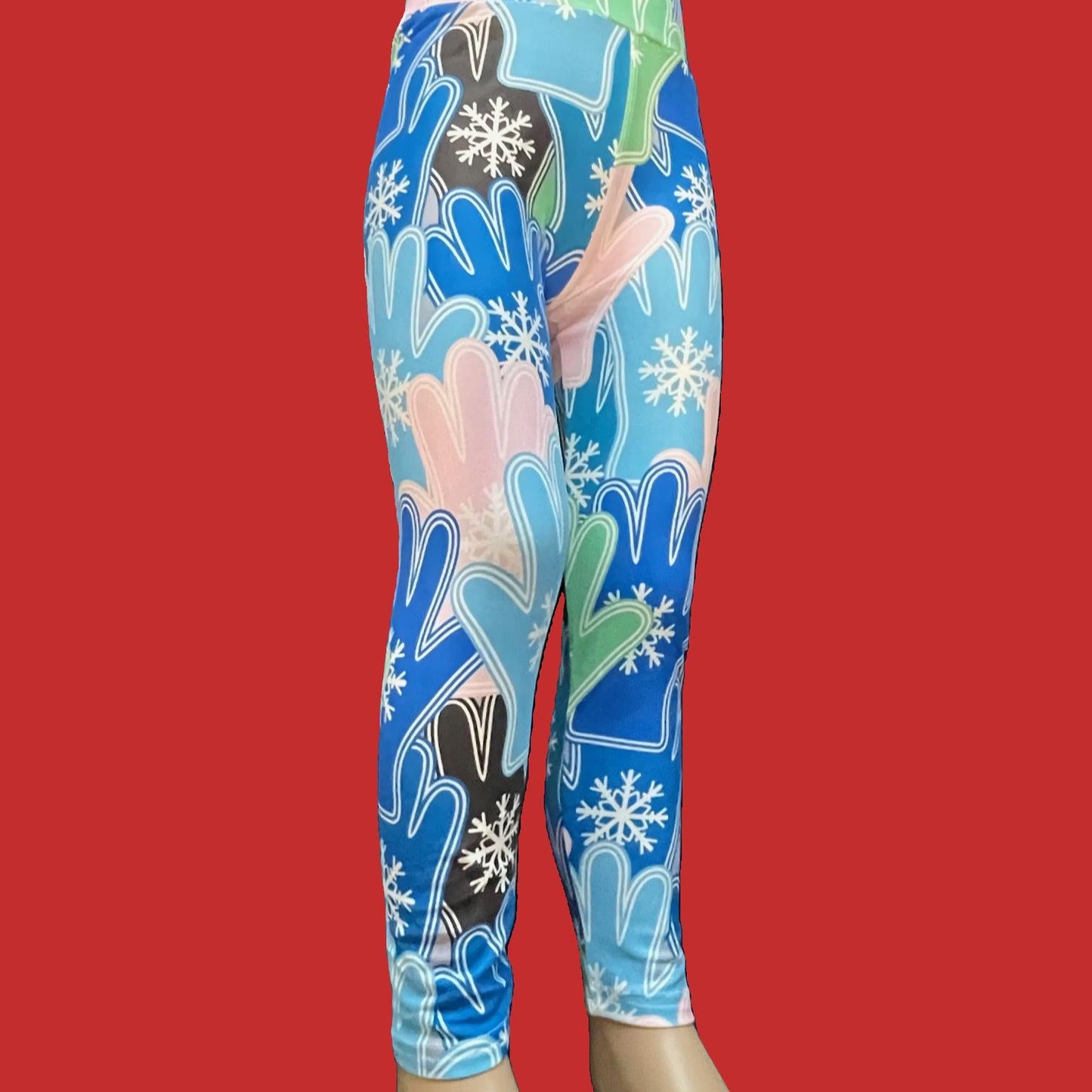Winter Mittens patterned full length stretch leggings