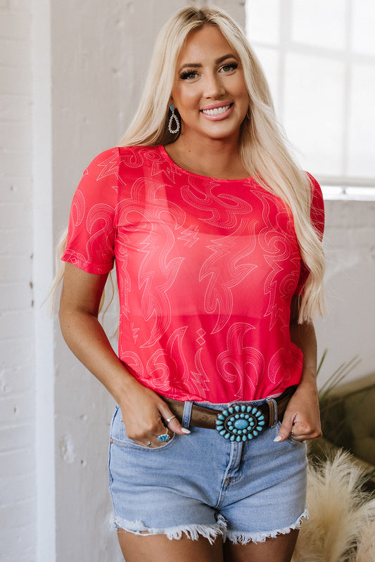 Nori Western Girls Mesh Top-0