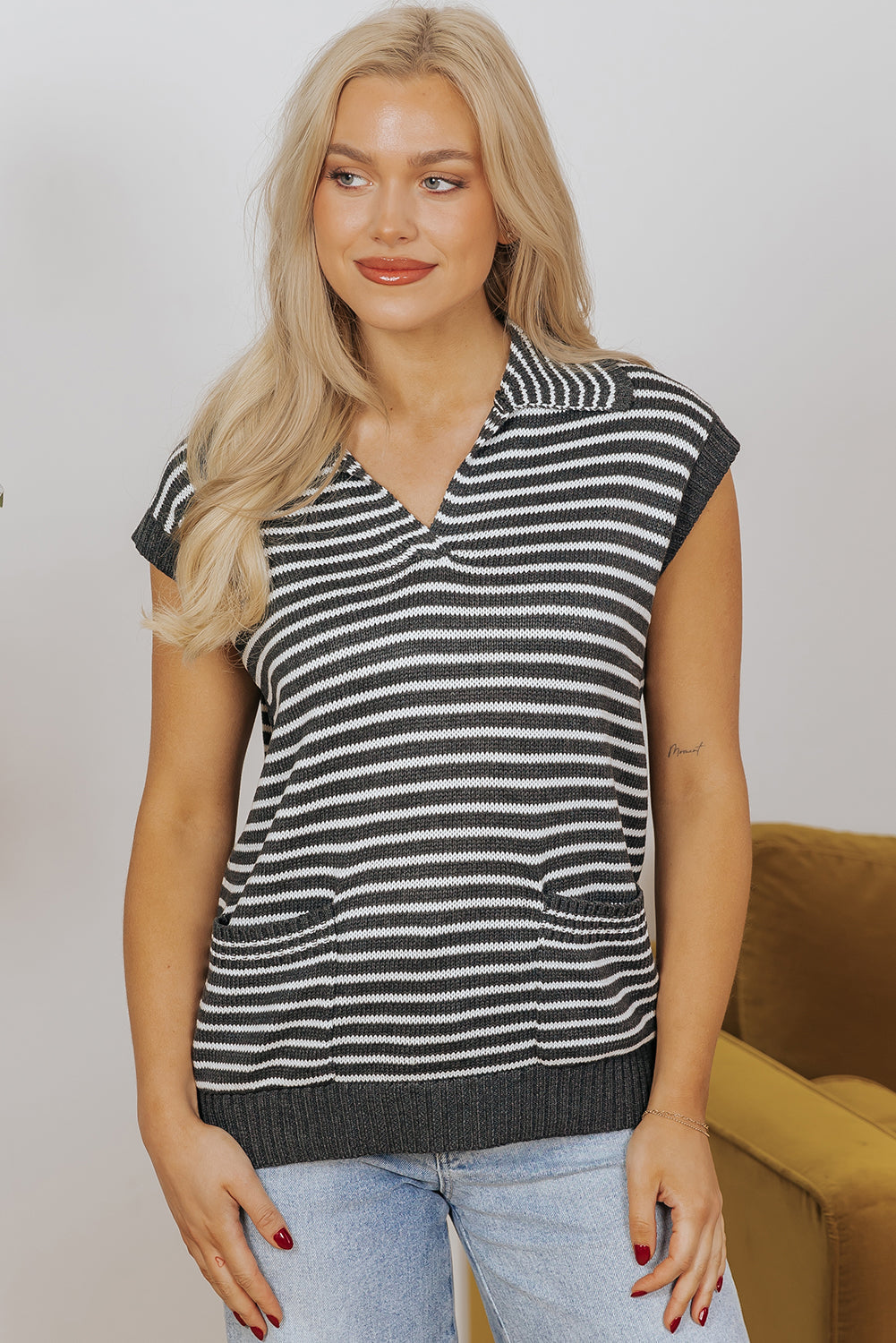 Teagan Stripe Sweater Vest-3