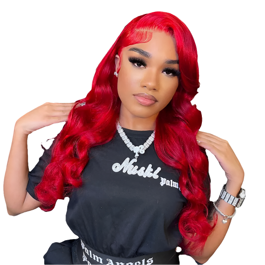 Ubest Red 99j Colored 13X6 Body Wave Transparent Lace Front Wigs Human Hair 200％ Density Brazilian Hair Remy Hair T Part Lac Wig