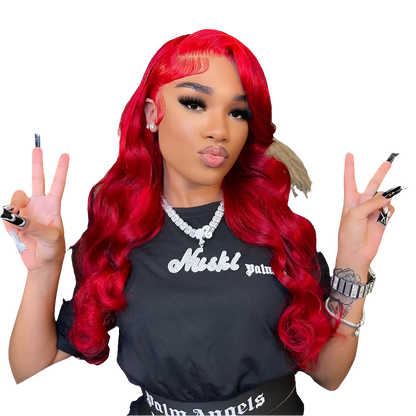 Ubest Red 99j Colored 13X6 Body Wave Transparent Lace Front Wigs Human Hair 200％ Density Brazilian Hair Remy Hair T Part Lac Wig