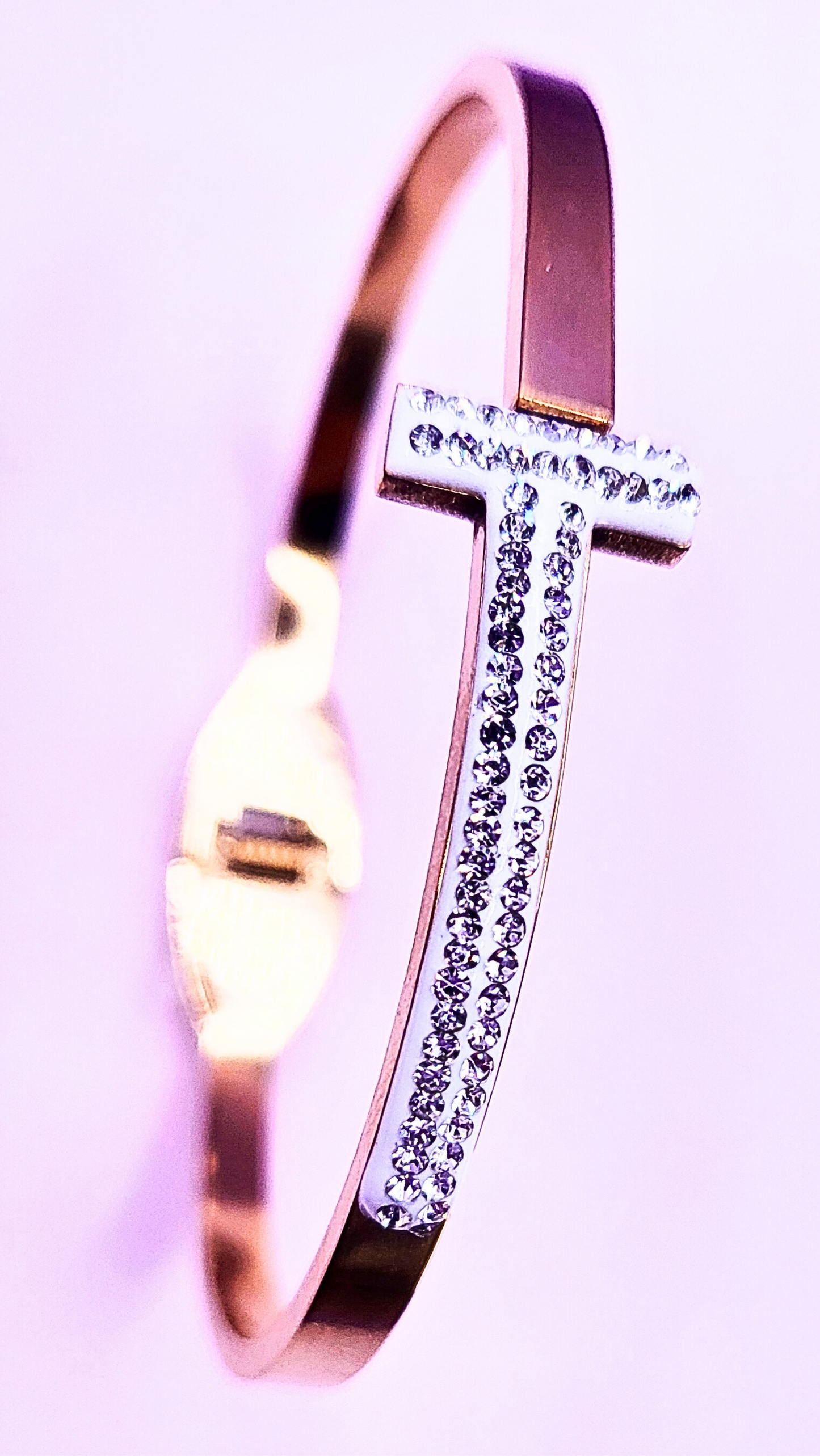 T- Bar Pavé Bangle Stainless Steel