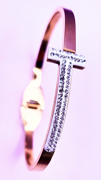 T- Bar Pavé Bangle Stainless Steel