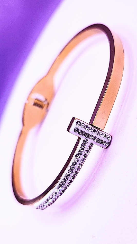 T- Bar Pavé Bangle Stainless Steel