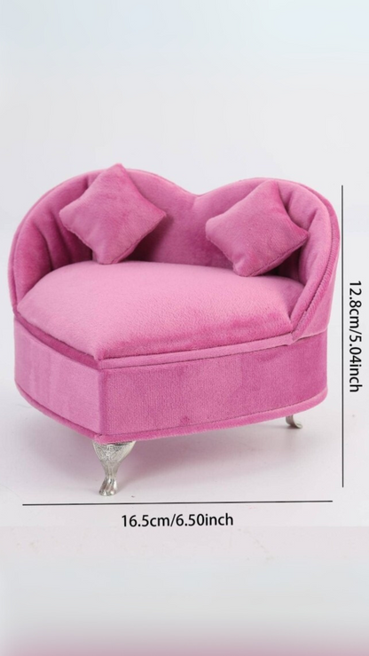 Plush Heart Jewellery Box Sofa