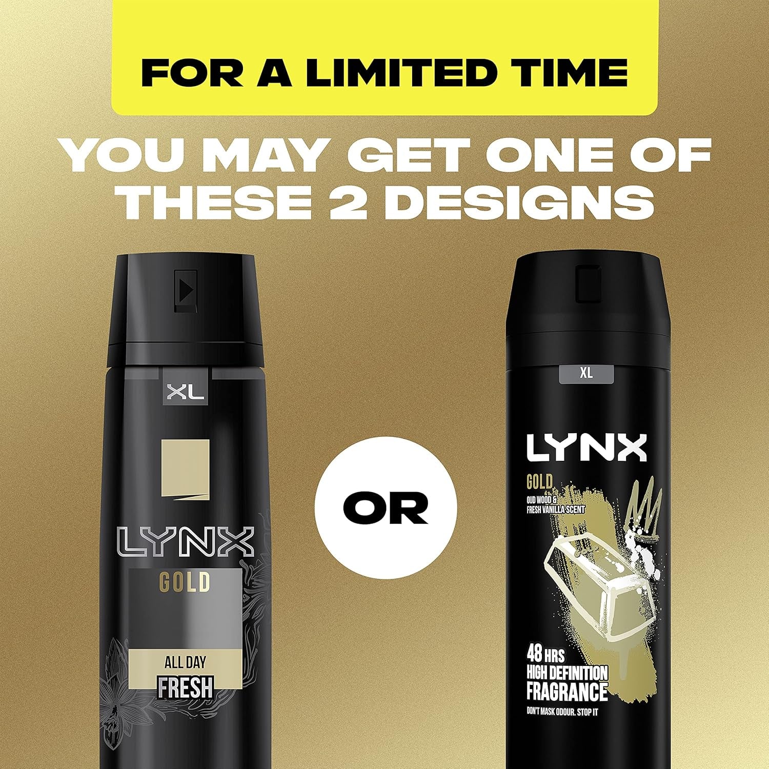 Men Gold Deodorant Body Spray with an Oud Wood & Fresh Vanilla Scent with 48 Hours of Odour Busting, High Defnition Fragrance 200 Ml, Pack of 6
