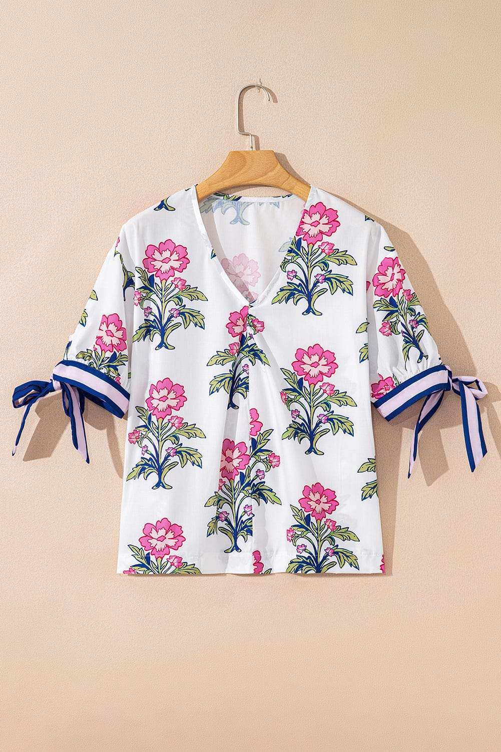 White Floral Summer Blouse-3