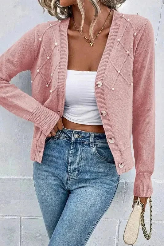 Posh Pearl Button Cardigan-5