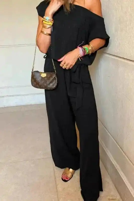 Shadow Check One Shoulder Jumpsuit-3