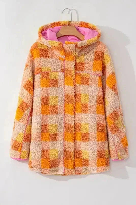 Zesty Check Sherpa Hooded Jacket-0